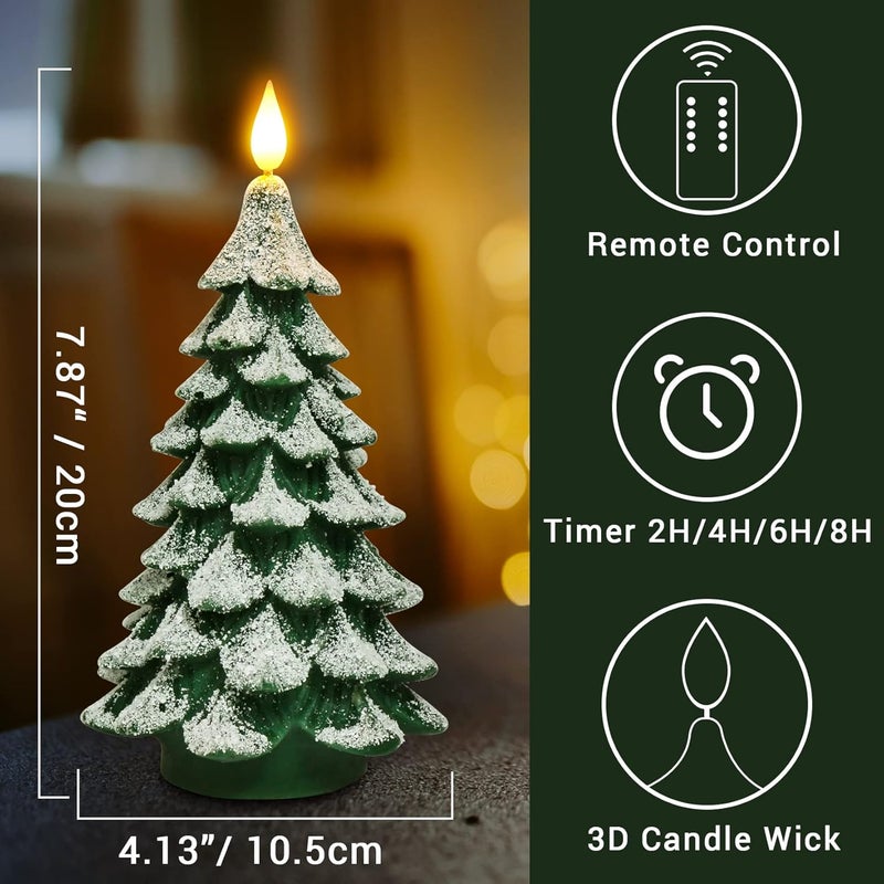 PChero Christmas Tree LED Candle with Remote Timer, 4.13x7.9 Inch Real Wax Battery Operated Pillar Candle Flameless Flickering for Xmas Eve Gift Holiday Home Party Room House Decor - Image 2